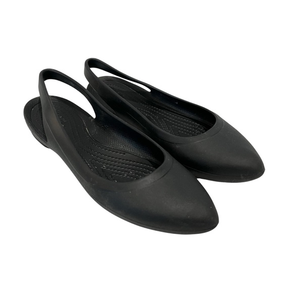 Crocs Eve Black Slingback Point Toe Flats Size 7 - Picture 1 of 8